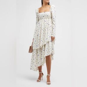 WeWoreWhat  Asymmetrical Tiered Floral Dress in cream and lilac